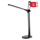 Lampy stojące - ERGO LED, lampka biurkowa z ładowarką USB, 8W, 400lm, 3000-4000-6000K, zmiana barwy światła, funkcja ściemniania, czarna - miniaturka - grafika 1