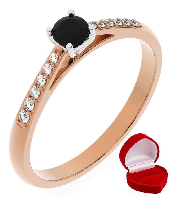 ZŁOTY PIERŚCIONEK ZARĘCZYNOWY 585 14k BRYLANT CZ. 0,14 ct RÓŻOWE ZŁOTO R29