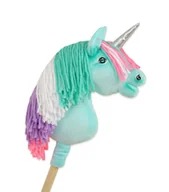 Zabawki i gry sportowe - Hobby Horse Jednorożec na kiju mały miętowy z kolorową grzywą i srebrnym rogiem - miniaturka - grafika 1