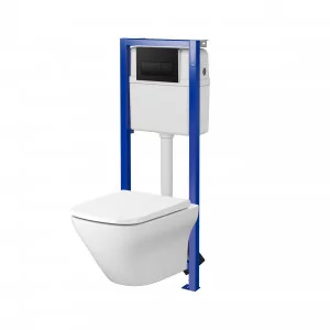CERSANIT S701-745 Zestaw podtynkowy LARGA miska 52cm + deska + stelaż + przycisk CZARNY MAT - Stelaże i zestawy podtynkowe do WC - miniaturka - grafika 1