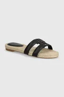 Klapki i japonki damskie - Tommy Hilfiger klapki skórzane TH EMBOSS FLAT ESP SANDAL damskie kolor czarny FW0FW07928 - miniaturka - grafika 1