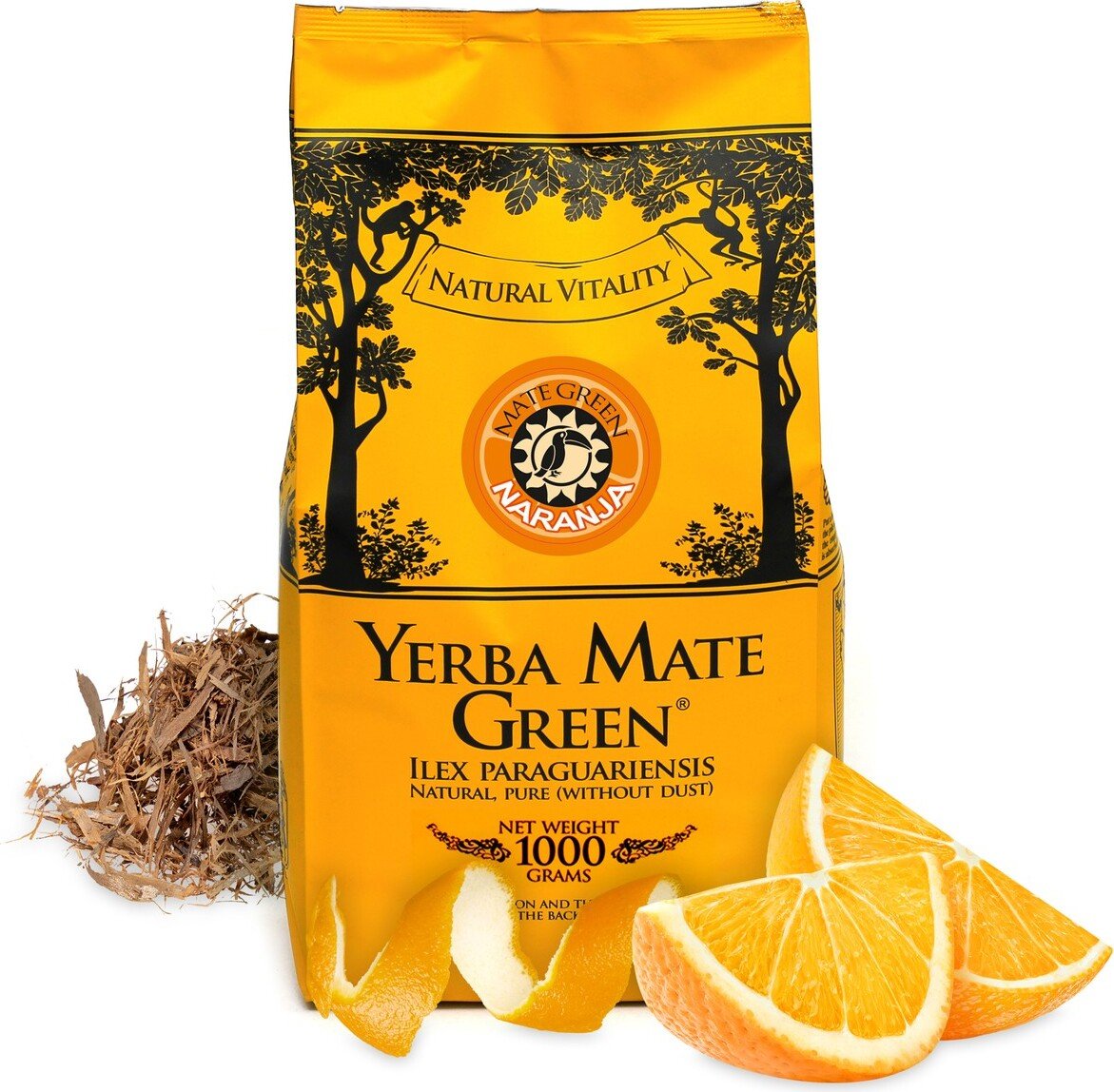 Yerba Mate Naranja Green Tea 1 kg - Brazylijska zielona herbata yerba mate o smaku pomarańczowym - Naturalne składniki - Bez sztucznych dodatków