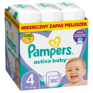 Pieluchy - Pieluszki Pampers Active Baby Rozmair 4 180 Sztuk Duże Opakowanie - miniaturka - grafika 1