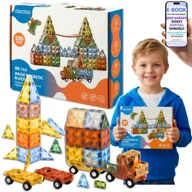Klocki - EDUKACYJNE KLOCKI MAGNETYCZNE 3D KONSTRUKCYJNE DLA DZIECI 100EL PREZENT DLA CHŁOPAKA SYNA WNUKA + EBOOK-2 - miniaturka - grafika 1