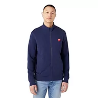 Bluzy męskie - Wrangler Męska bluza z zamkiem błyskawicznym, granatowa, rozmiar 3XL - miniaturka - grafika 1