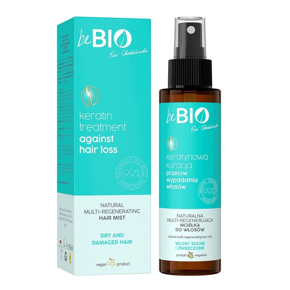 BeBio - Keratin Treatment Against Hair Loss - Natural Multi-Regenerating Hair Mist - Keratynowa kuracja przeciw wypadaniu włosów - Naturalna multi-regenerująca mgiełka do włosów - Włosy suche i zniszczone - 100 ml