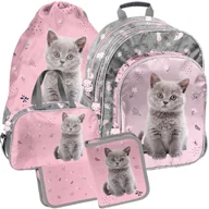 Zestawy szkolne - ZESTAW szkolny Plecak Tornister Różowy Kotek Szary Dla dziewczynki - miniaturka - grafika 1