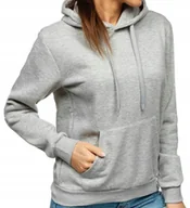 Bluzy damskie - Damska bluza dresowa kangurka z kapturem S szara - miniaturka - grafika 1