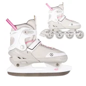 Rolki - ŁYŻWOROLKI Z WYM. PŁ. HOKEJOWĄ NH18188A 2w1 SZARO-RÓZOWE ROZM.L(39-43)  NILS EXTREME - miniaturka - grafika 1