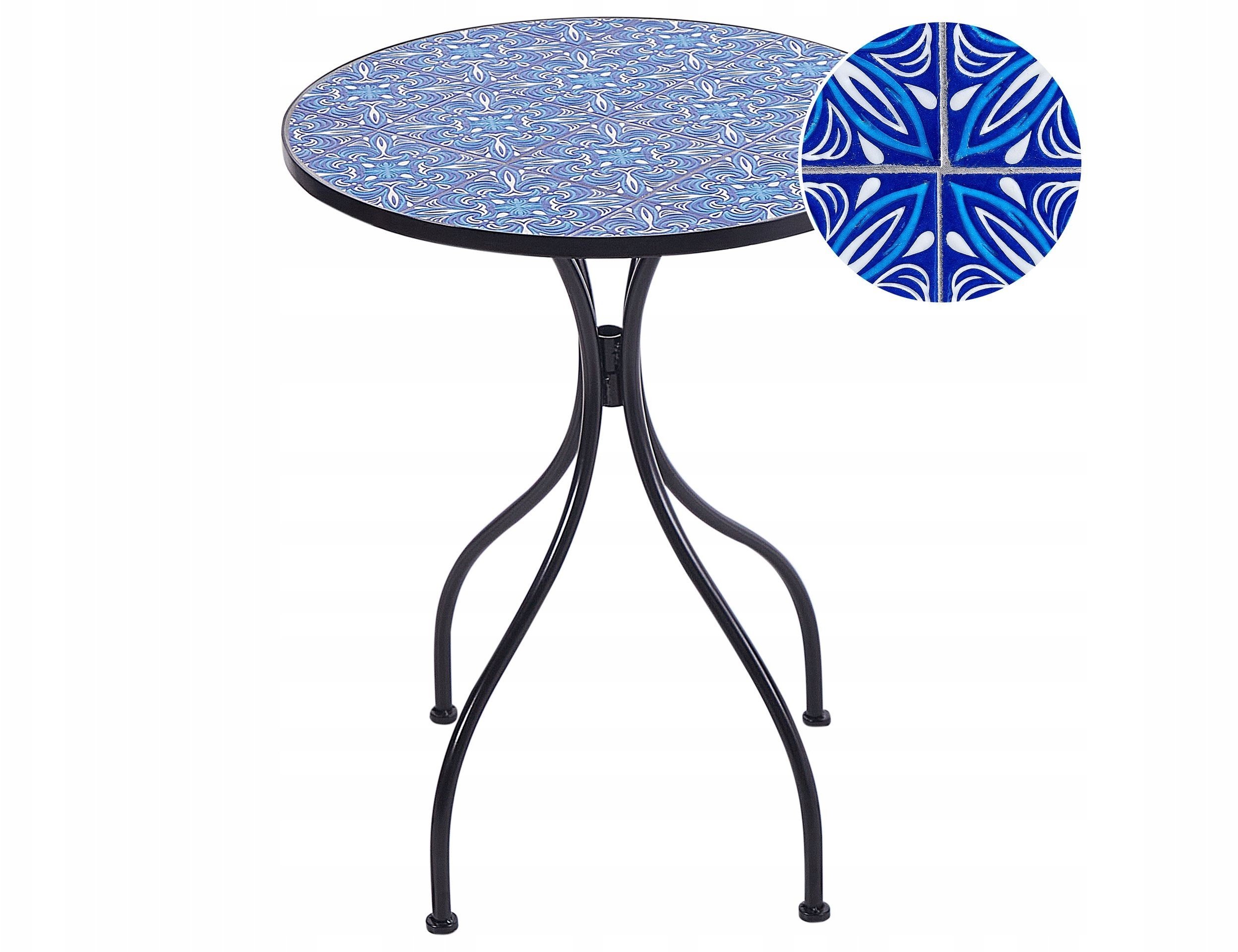 Beliani Stolik ogrodowy metalowy 60 cm czarny CIGLIANO