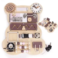 Zabawki interaktywne dla dzieci - Drewniana tablica manipulacyjna sensoryczna dla dzieci panel edukacyjny miś 12 elementów ECOTOYS - miniaturka - grafika 1