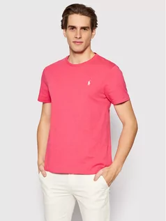 Koszulki męskie - Ralph Lauren Polo T-Shirt 710671438266 Różowy Slim Fit - grafika 1