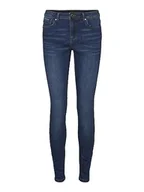 Spodnie damskie - VERO MODA Damskie spodnie jeansowe, niebieski (Dark Blue Denim), (XS) W / 34L - miniaturka - grafika 1