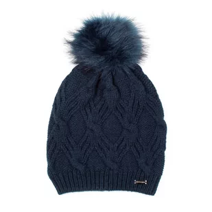 Damska czapka z ozdobnym wzorem i pomponem - Czapki damskie - miniaturka - grafika 1