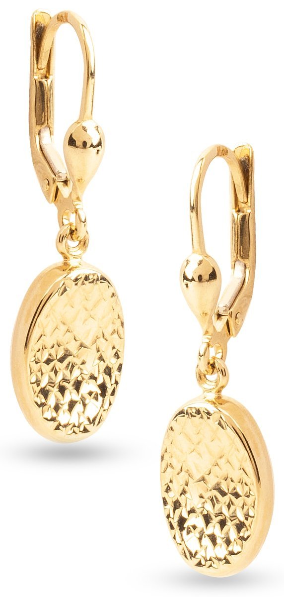 ZŁOTE KOLCZYKI DIAMENTOWANE OWAL ANGIELSKIE 333