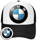 Czapki i chusty sportowe męskie - Czapka z Daszkiem BMW Czarna z Nadrukiem Siatka Bejsbolówka - miniaturka - grafika 1