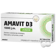 Witaminy i minerały - AMAVIT D3 Junior 1000 j.m., 60 tabletek ulegających rozpadowi w jamie ustnej - miniaturka - grafika 1