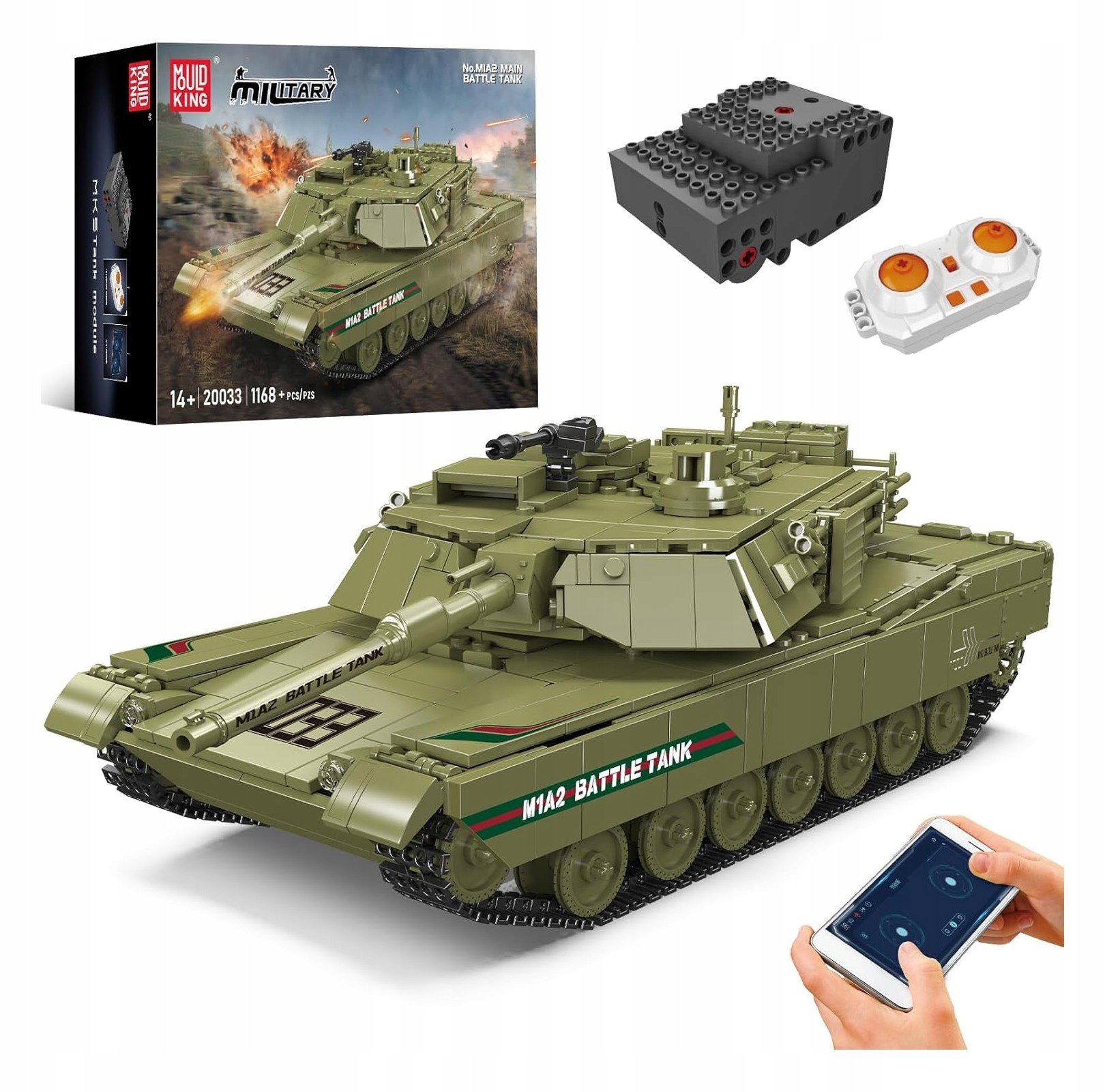 MOULD KING 20033 Czołg M1A2 Abrams RC Klocki Zdalnie Sterowane + Pilot
