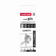 Cienkopisy - Cienkopis kreślarski PIN 200 Comics dwa kolory różne grubości 5 szt. - UNI - miniaturka - grafika 1
