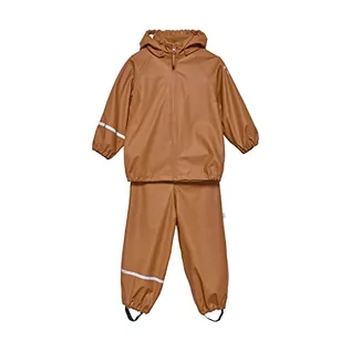 Kurtki i płaszcze dla chłopców - Celavi Unisex Kids Basic Rainwear Set-Recycle PU Rain Jacket, Amber Brown, 110, brązowy, 110 - grafika 1