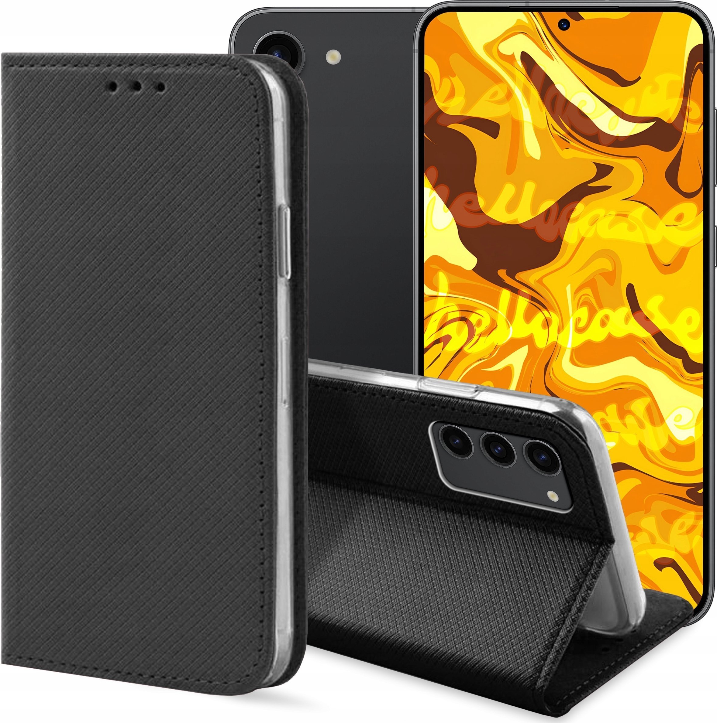 Hello Case ETUI Z KLAPKĄ DO SAMSUNG GALAXY S23 PLUS CZARNE ZAMYKANE MAGNETYCZNE KABURA