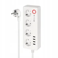 Przedłużacze i rozgałęźniki - Listwa sieciowa przedłużacz 4 gniazda 4xUSB 2100 mA kabel 1.5 m Tuya - miniaturka - grafika 1