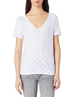 Vila Damska Vitressy Detail V-Neck S/S Top/Su-Noos T-Shirt, Optyczny Snow, XS - Koszulki i topy damskie - miniaturka - grafika 1