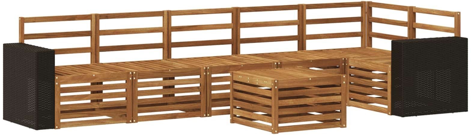 vidaXL Zestaw sofy narożnej 7 pcs naturalny Lite Drewno Akacji