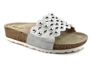 Klapki damskie ze srebrnymi kuleczkami - INBLU NM-23, srebrne - Inblu - Klapki i japonki damskie - miniaturka - grafika 1