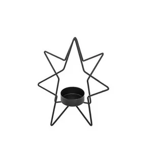 Świecznik Gwiazda Czarna Metal 15 X 15 X 15,5 Cm - Dekoracje i nakrycia stołu na imprezę - miniaturka - grafika 1