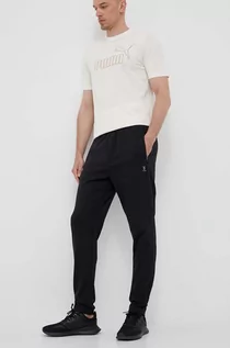 Spodnie męskie - Hummel spodnie dresowe Interval kolor czarny gładkie - grafika 1