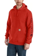 Bluzy sportowe męskie - Bluza męska z kapturem Carhartt Midweight Sleeve Logo Hooded R66 Chili Pepper Heather - miniaturka - grafika 1
