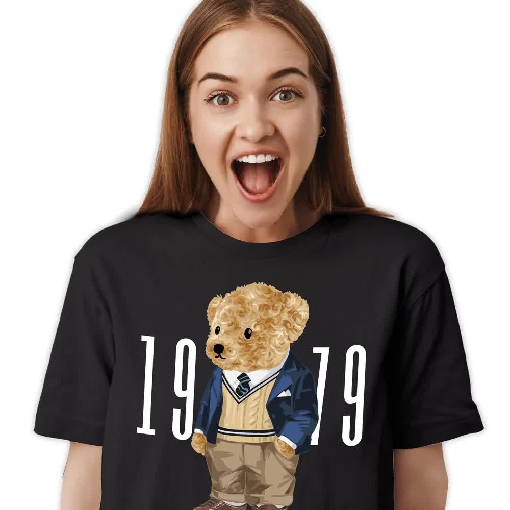 KOSZULKA T-SHIRT XS Damska Elegancki Miś Mix Wzory