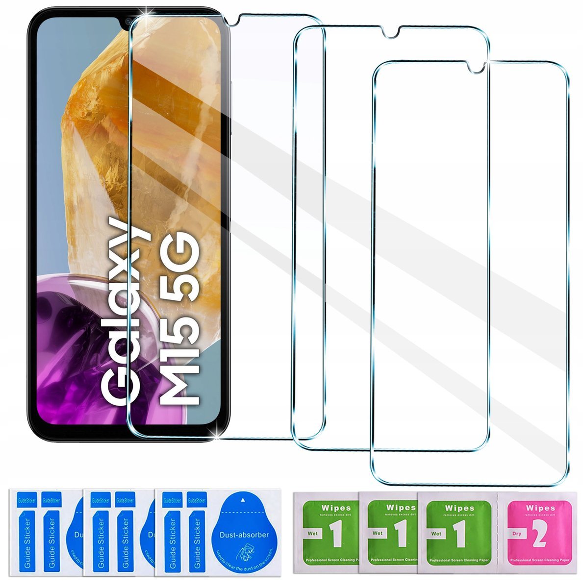3x SZKŁO HARTOWANE do Samsung Galaxy M15 SZYBKA 9Hzestaw 3 sztuk