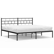 Łóżka - Metalowa rama łóżka z wezgłowiem, czarna, 200x200 cm Lumarko! - miniaturka - grafika 1