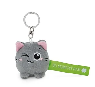 NICI 62059 breloczek do kluczy kot "Du schaffst das 5 cm-szary-treuer-Bass", do plecaka lub torby, uchwyt na klucze dla małych i dużych 62059 - Plecaki - miniaturka - grafika 1