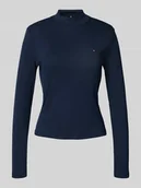 Bluzki damskie - Bluzka z długim rękawem o kroju slim z czystej bawełny - miniaturka - grafika 1