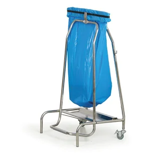 B2B Partner Nierdzewny stojak na worki na odpady, mobilny, 590 x 430 x 915 mm WT-A01822 - Worki na śmieci - miniaturka - grafika 1