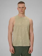 Koszulki sportowe męskie - 4F Koszulka treningowa regular szybkoschnąca męska - beżowa S - miniaturka - grafika 1