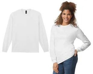 Koszulka Bluzka T-Shirt z Długim Rękawem LONGSLEEVE GILDAN 2400 BIAŁA L - Koszulki męskie - miniaturka - grafika 1