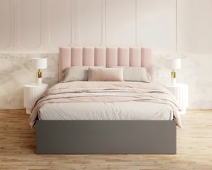 Łóżko do sypialni GRENADA szare z pojemnikiem i stelażem podnoszonym - 90x200 - TRINITY - Pudrowy róż - Łóżka - miniaturka - grafika 1
