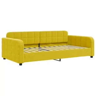 Sofa z funkcją spania, żółta, 100x200 cm, obita aksamitem Lumarko! - Łóżka - miniaturka - grafika 3