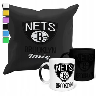 ZESTAW KUBEK MAGICZNY + POSZEWKA Z PODUSZKĄ- NBA BROOKLYN NETS KOSZ + IMIĘ - Gadżety dla niej i dla niego - miniaturka - grafika 1