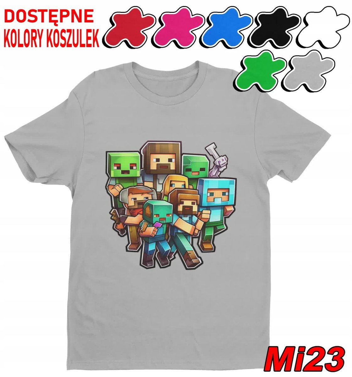 Koszulka Dziecięca Z Nadrukiem Dla Fana Mainkraft Gry Wzory -L 146-152