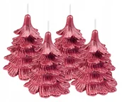 Świece - 4 x świeczki świąteczne choinki 10cm całe czerwone - miniaturka - grafika 1