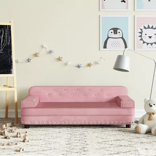 vidaXL Sofa dla dzieci, różowa, 90x53x30 cm, aksamit - Meble do sypialni - miniaturka - grafika 1