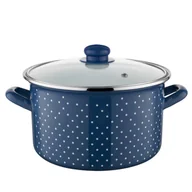 Garnki - Garnek emaliowany na indukcję Emalia Polska Pleszew Retro 22 cm 5,3 l granatowy - miniaturka - grafika 1
