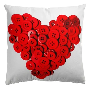 Poszewka dekoracyjna 43x43 Jess Eco Buttons Serce biała czerwona Domarex - Poszewki na poduszki - miniaturka - grafika 1