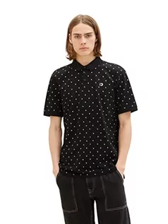 Koszulki męskie - TOM TAILOR Denimowa męska koszulka polo z nadrukiem na całej powierzchni wykonana z bawełny, 32486-czarny wielokolorowy mini nadruk, XXL - grafika 1