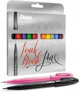 Pisaki do kaligrafii i liternictwa Pentel Brush Pen SES15 mix 12 kol, - Cienkopisy - miniaturka - grafika 1